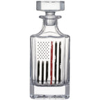 Firefighter Tactical Red Tattered American Flag Whiskey Decanter Gift Set-4