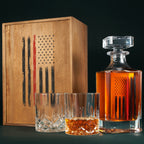 Firefighter Tactical Red Tattered American Flag Whiskey Decanter Gift Set-1