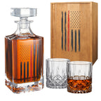 Firefighter Tactical Red Tattered American Flag Whiskey Decanter Gift Set-0