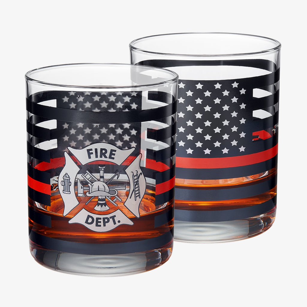 Firefighter Whiskey Glasses | Set of 2 | 12 OZ-0