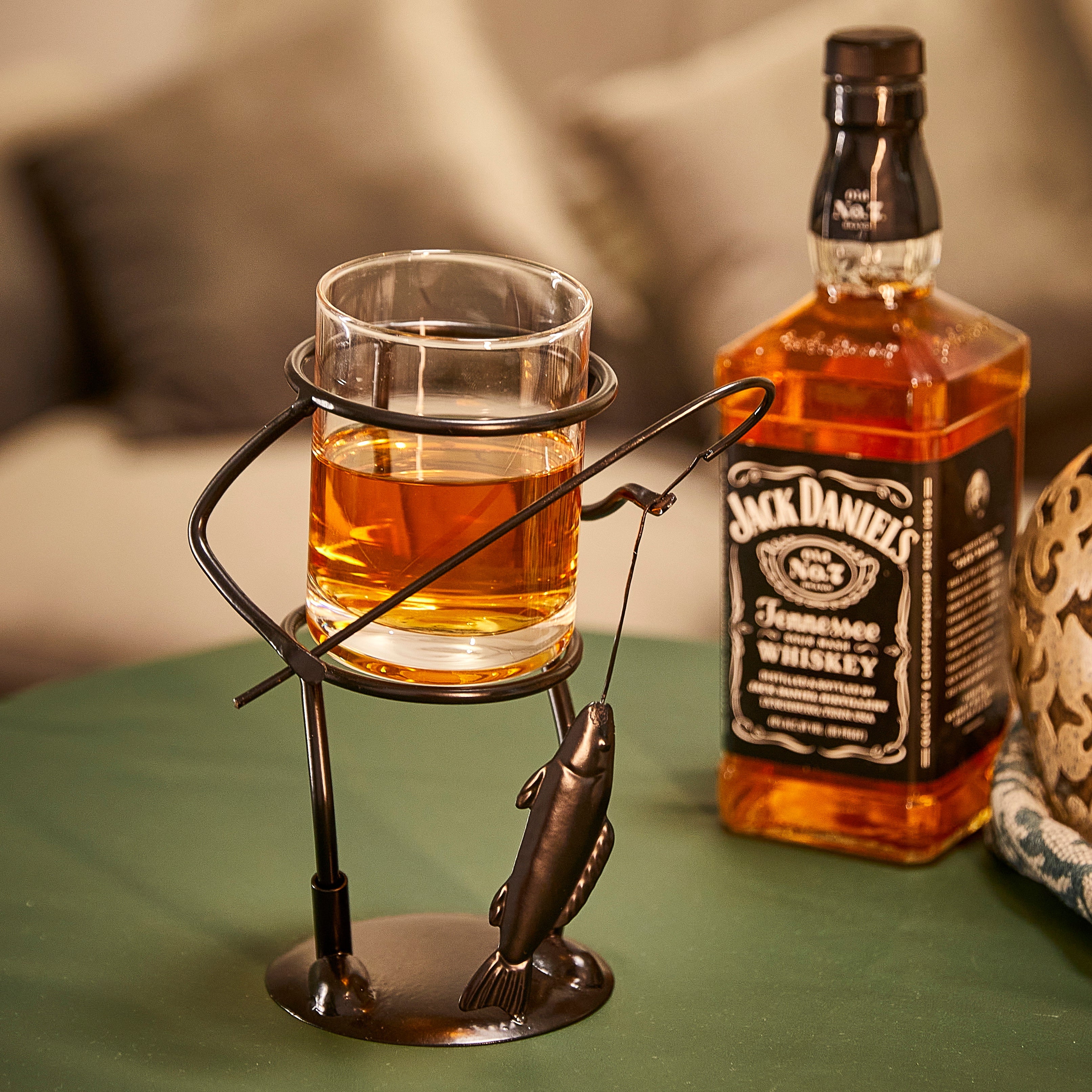 Fisherman Fishing Whiskey, Wine & Water Glass-0