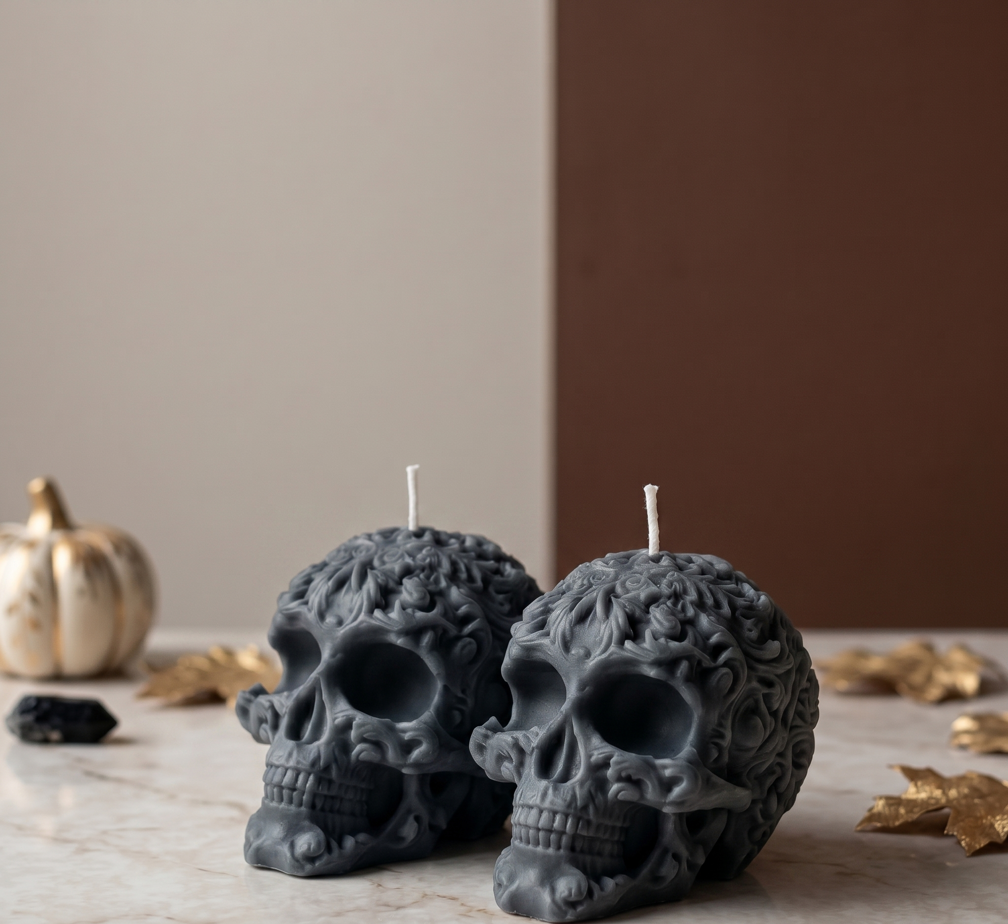 Floral Skull Candle | Gothic Soy Wax