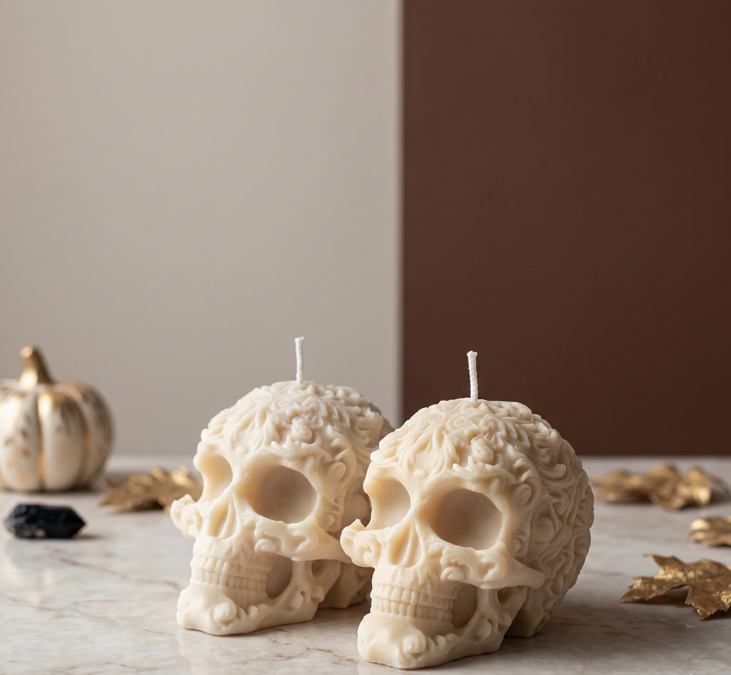 Floral Skull Candle | Gothic Soy Wax
