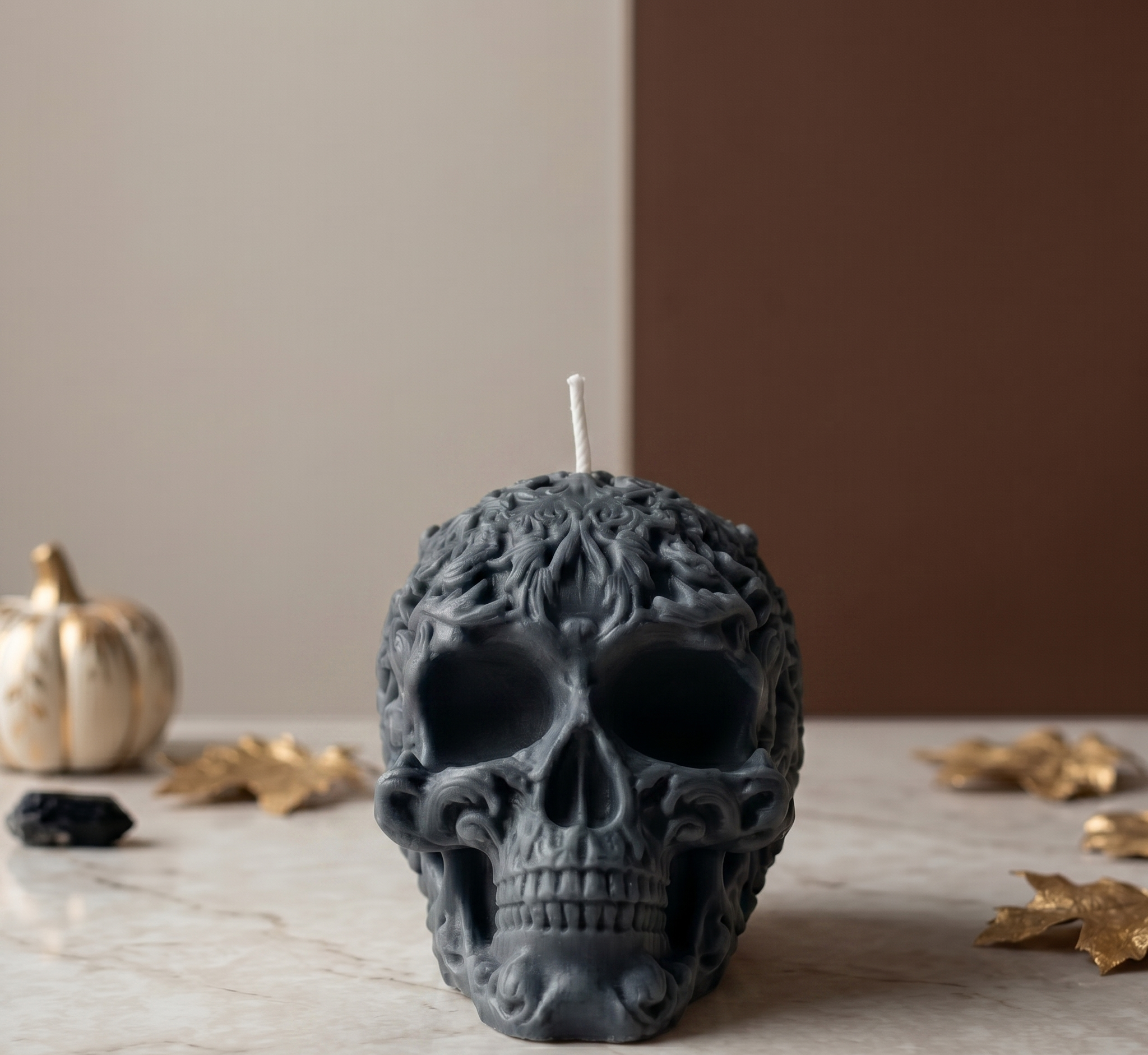 Floral Skull Candle | Gothic Soy Wax