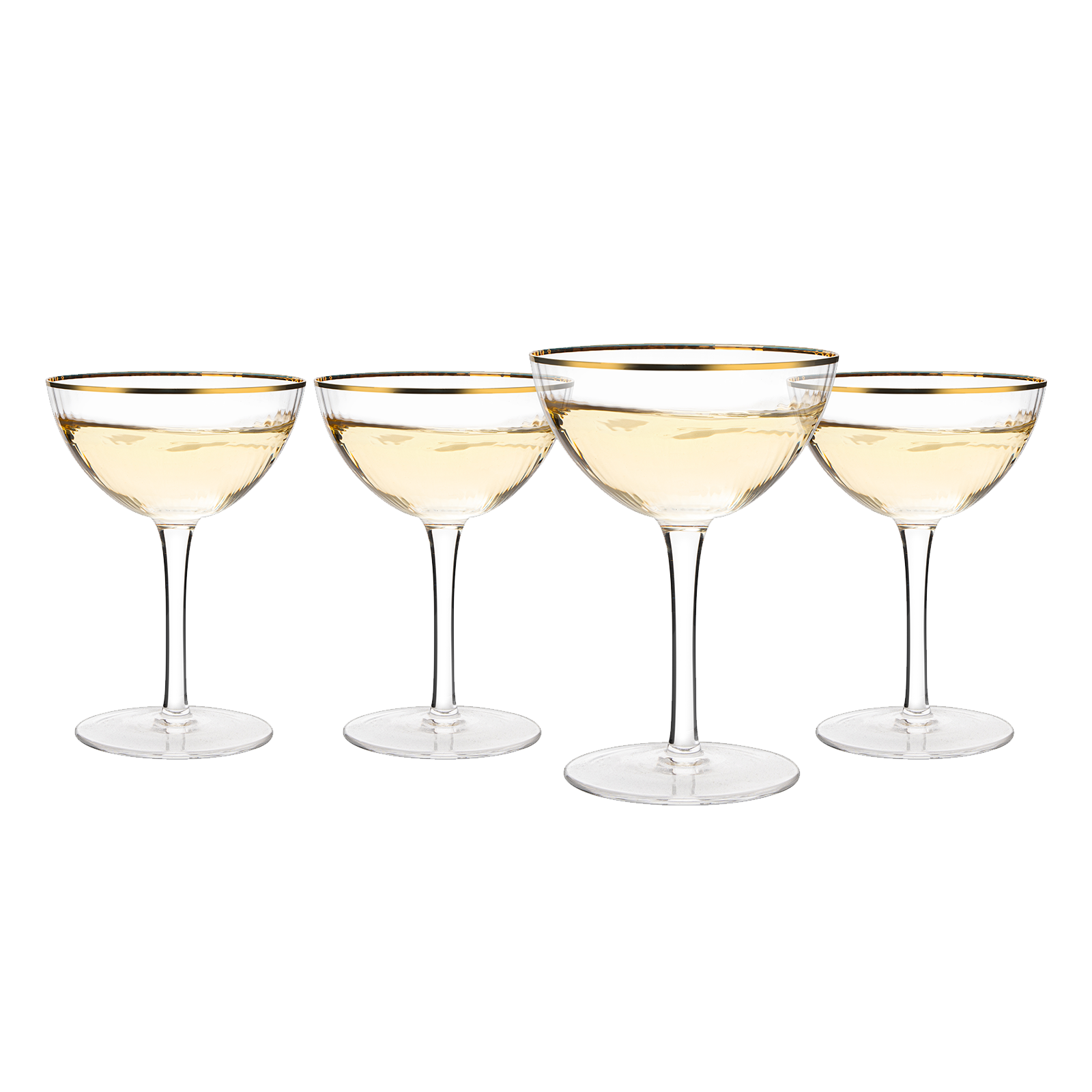 The Wine Savant Gold Rim Glasses 6 oz, Set of 4 Gold Rim Classic Manhattan Glasses-0