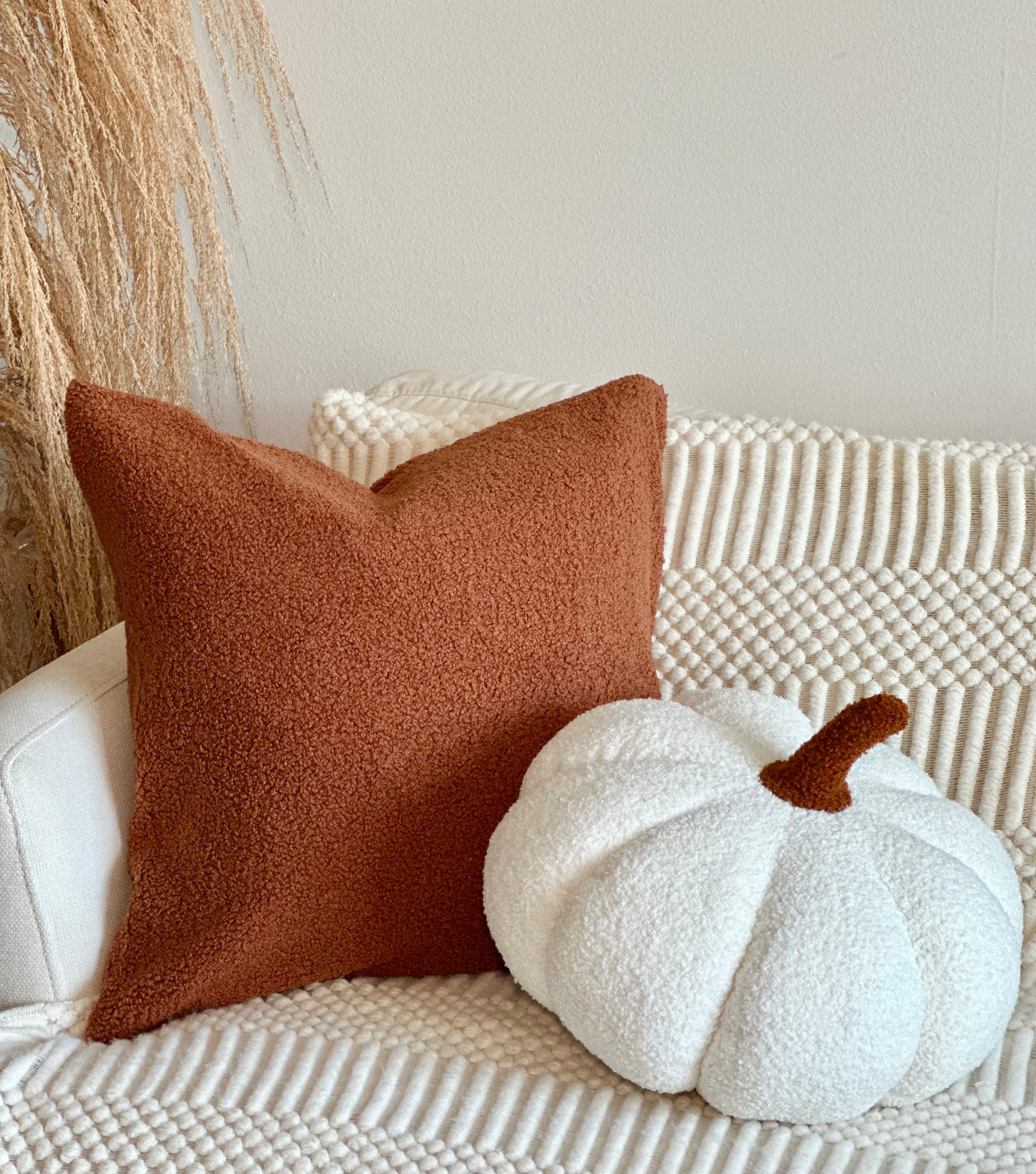 Jumbo Sherpa Cream Pumpkin Pillow-1