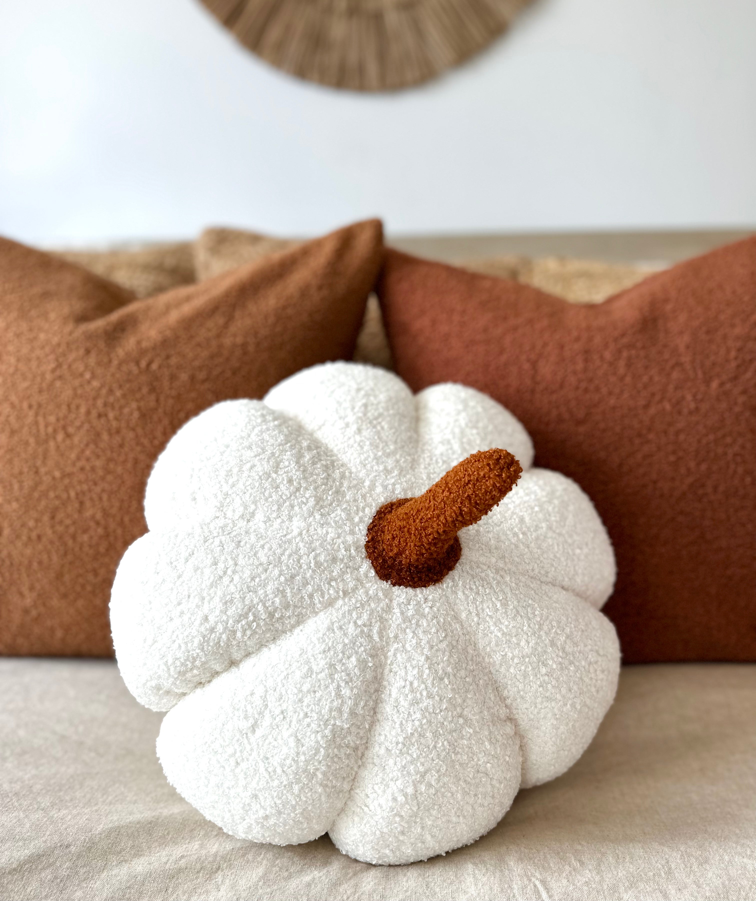 Jumbo Sherpa Cream Pumpkin Pillow-0