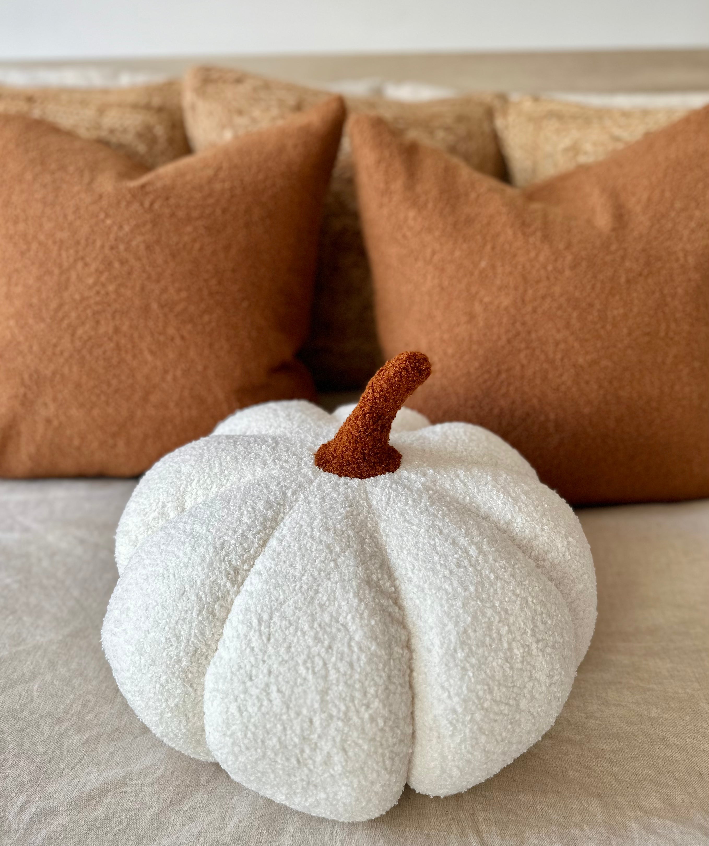 Jumbo Sherpa Cream Pumpkin Pillow-3