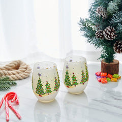 Christmas Tree Holiday Themed Wine & Water Glasses - Set of 2-1