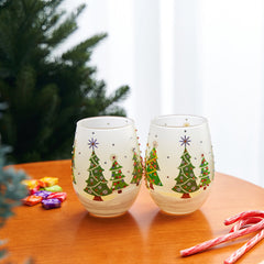Christmas Tree Holiday Themed Wine & Water Glasses - Set of 2-2