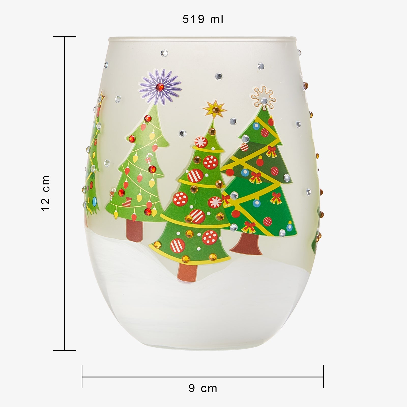 Christmas Tree Holiday Themed Wine & Water Glasses - Set of 2-3