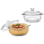 Set of 2 - 1-Quart Glass Dutch Oven Casserole Bakeware Baking Dishes with Lids-2