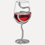 Stemmed Snake Wine Glass | SINGLE | 19oz Spooky Reptile Glasses 10" H (Silver)-0