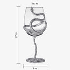 Stemmed Snake Wine Glass | Set of 2 | 19oz Spooky Reptile Glasses 10" H (Silver)-1