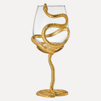 Stemmed Snake Wine Glass | SINGLE | 19oz Spooky Reptile Glasses 10" H (Gold)-3