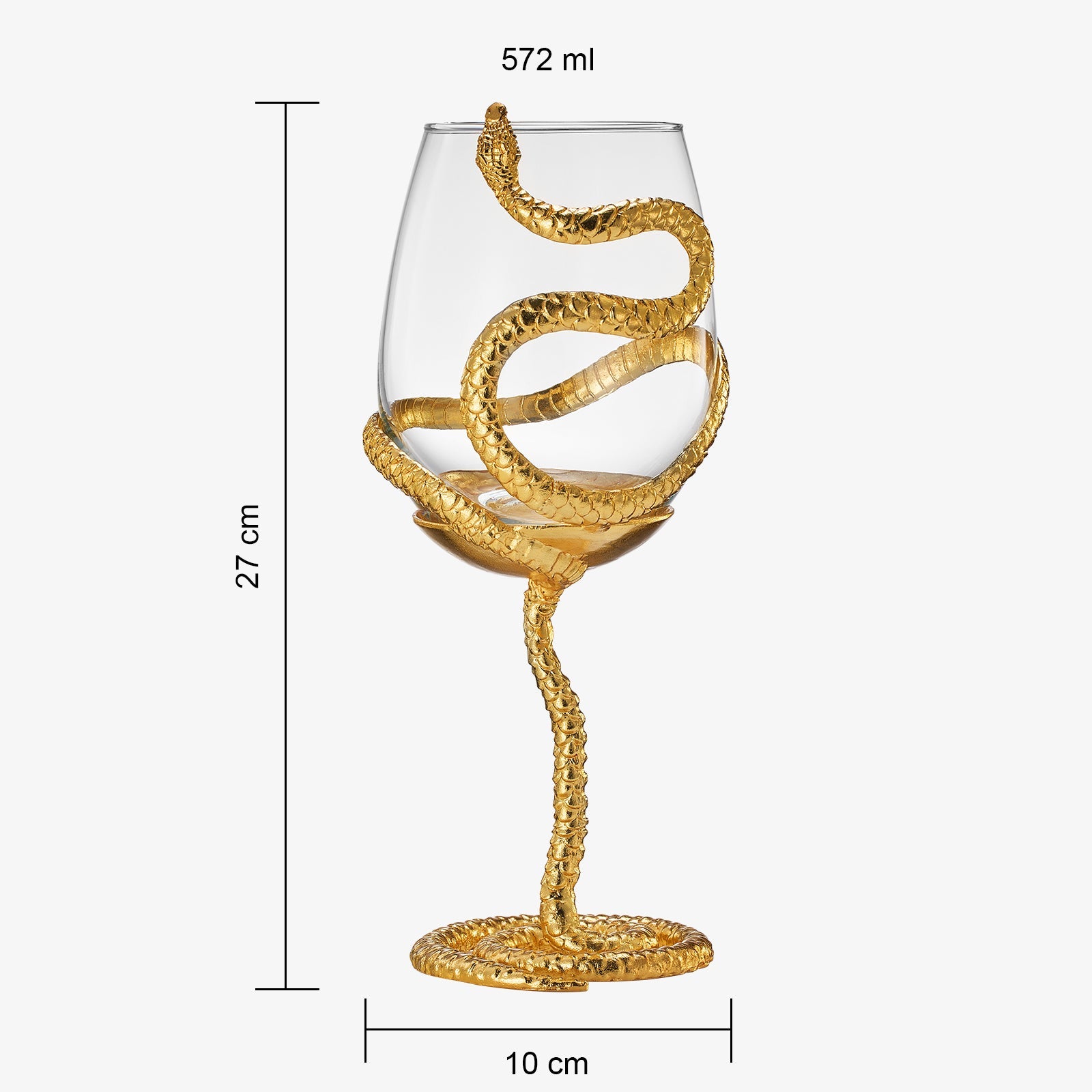 Stemmed Snake Wine Glass | SINGLE | 19oz Spooky Reptile Glasses 10" H (Gold)-1