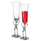 Stemmed Skeleton Champagne Flute Glass | Set of 2 | 7.5oz