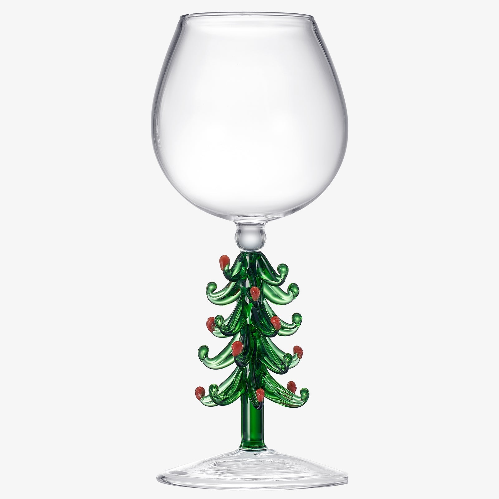 Crystal Christmas Holiday Tree Stemmed Wine Glass - Green - 10 oz-0
