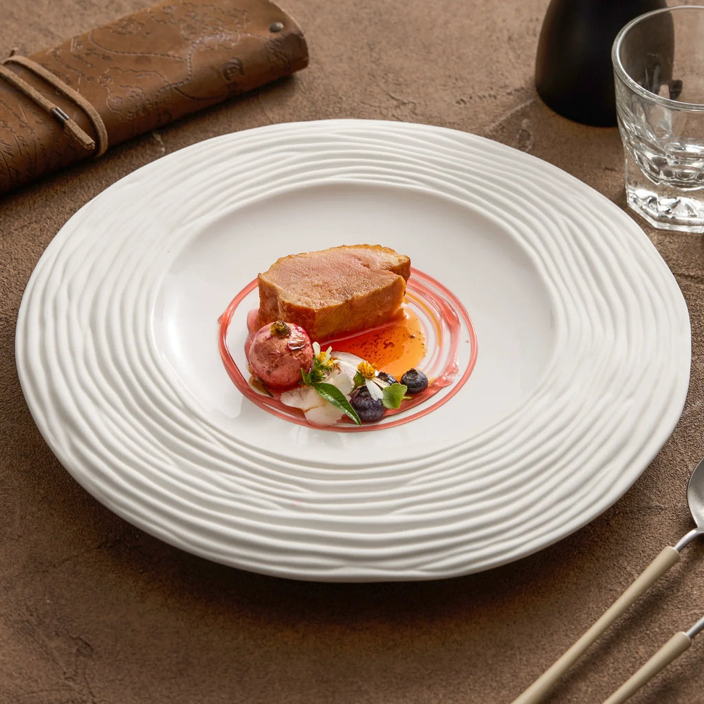 Double-Layer Ripple Porcelain Dinner Plate — Art in Every Curve-0
