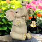 Gigalumi Solar Elephant Garden Statue with Lantern for Patio, Balcony(1 Pack)-0