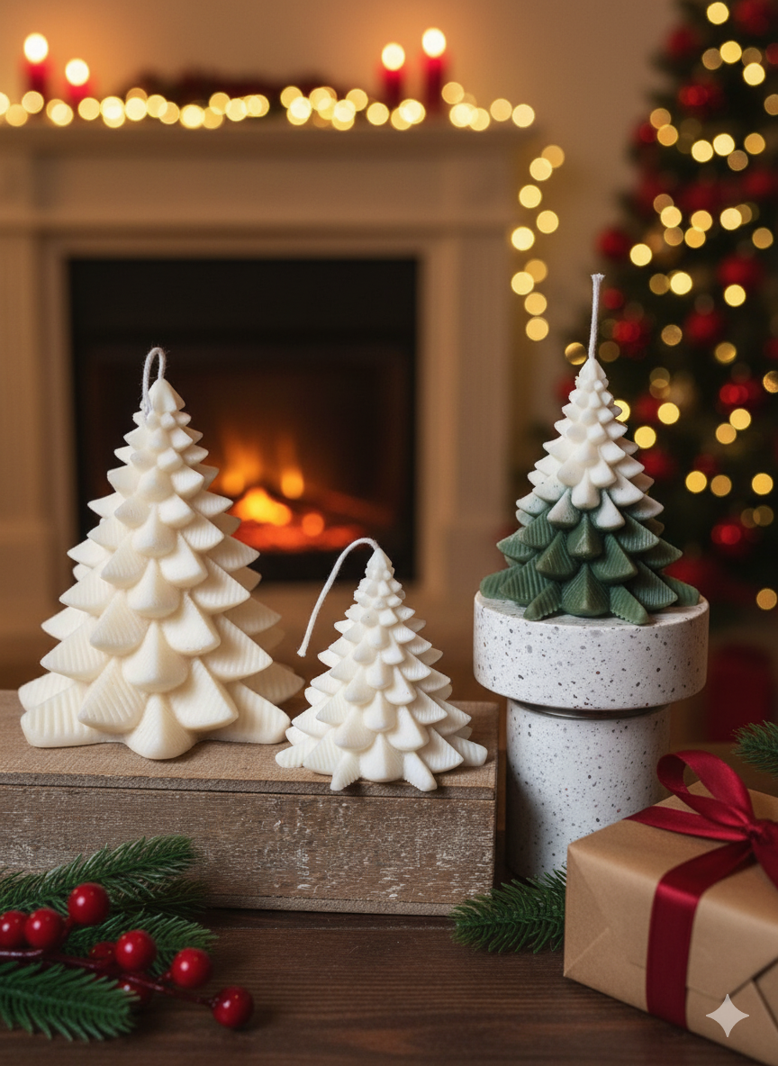 Christmas Fir Tree Candles | Festive Holiday Decor-0