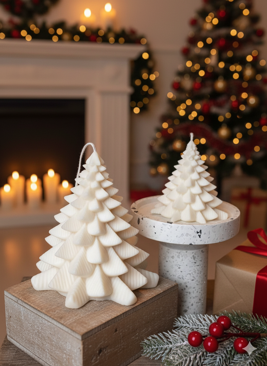 Christmas Fir Tree Candles | Festive Holiday Decor-1