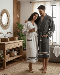 Organic Turkish Cotton Kimono Bathrobe – Lightweight Spa & Home Robe (Shipping fees may apply)