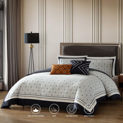 Bebejan Geometric Black & White 5 Piece Reversible Comforter Set