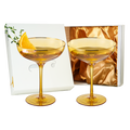 Colored Sunset Yellow & Gilded Rim Coupe Glass, 9oz