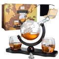 Whiskey Decanter Globe Set with 2 Etched Whiskey Glasses - 850ml-0