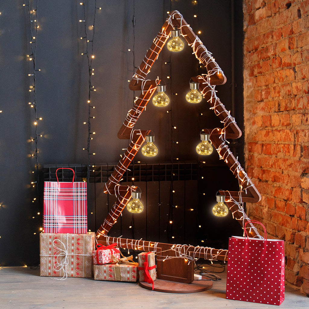 Gigalumi Crackle Glass Outdoor Hanging Lanterns Set (4 Pack)-2