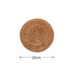 Line Cup Mat Round Natural Rattan,Hand Woven Hot Insulation Placemats Table Padding Kitchen Decoration Accessories-5