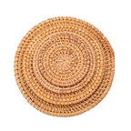 Line Cup Mat Round Natural Rattan,Hand Woven Hot Insulation Placemats Table Padding Kitchen Decoration Accessories-0
