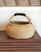 Handwoven Ghana Kettle Basket with Handle-2