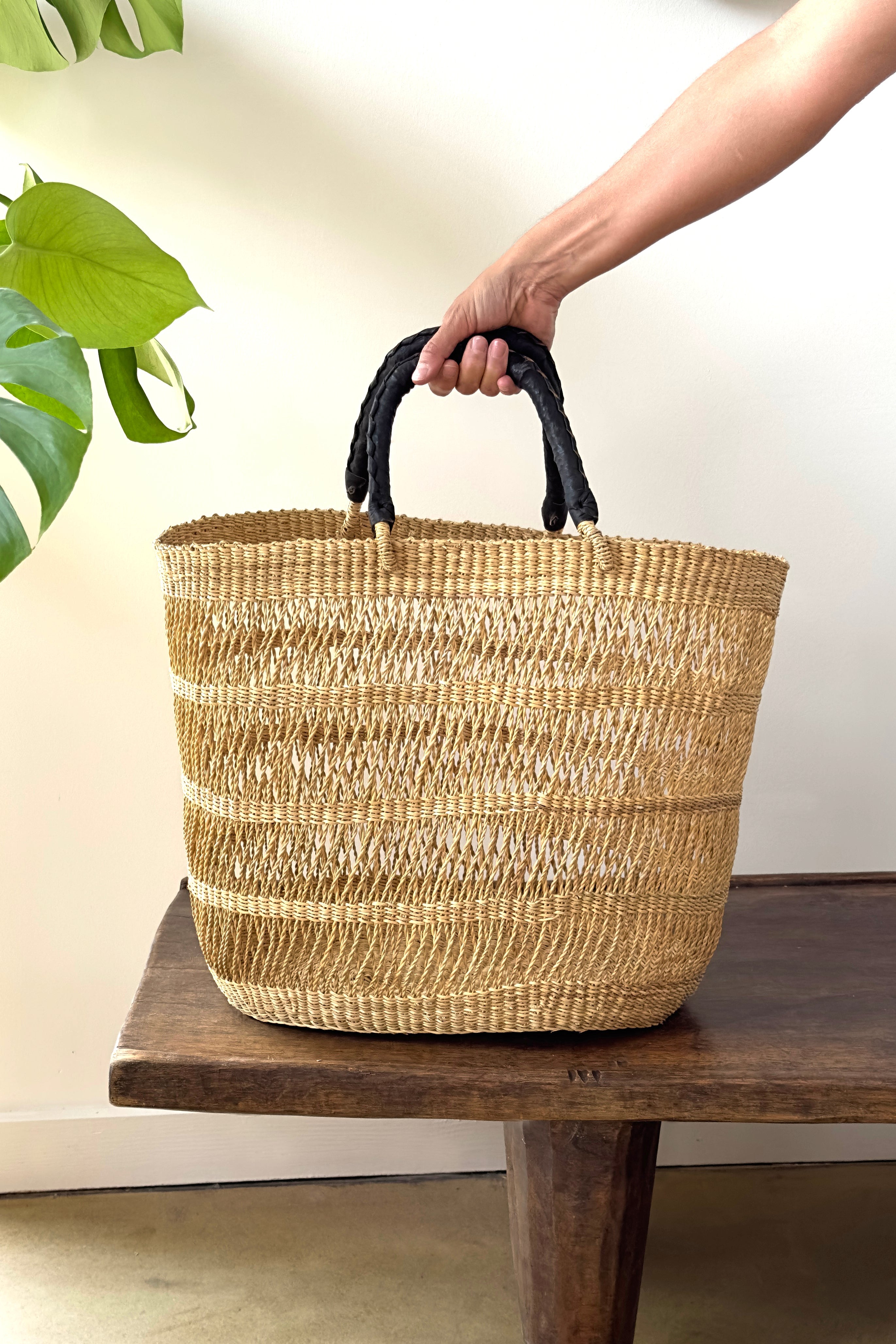 Handwoven African Market Tote Bag – Natural-3