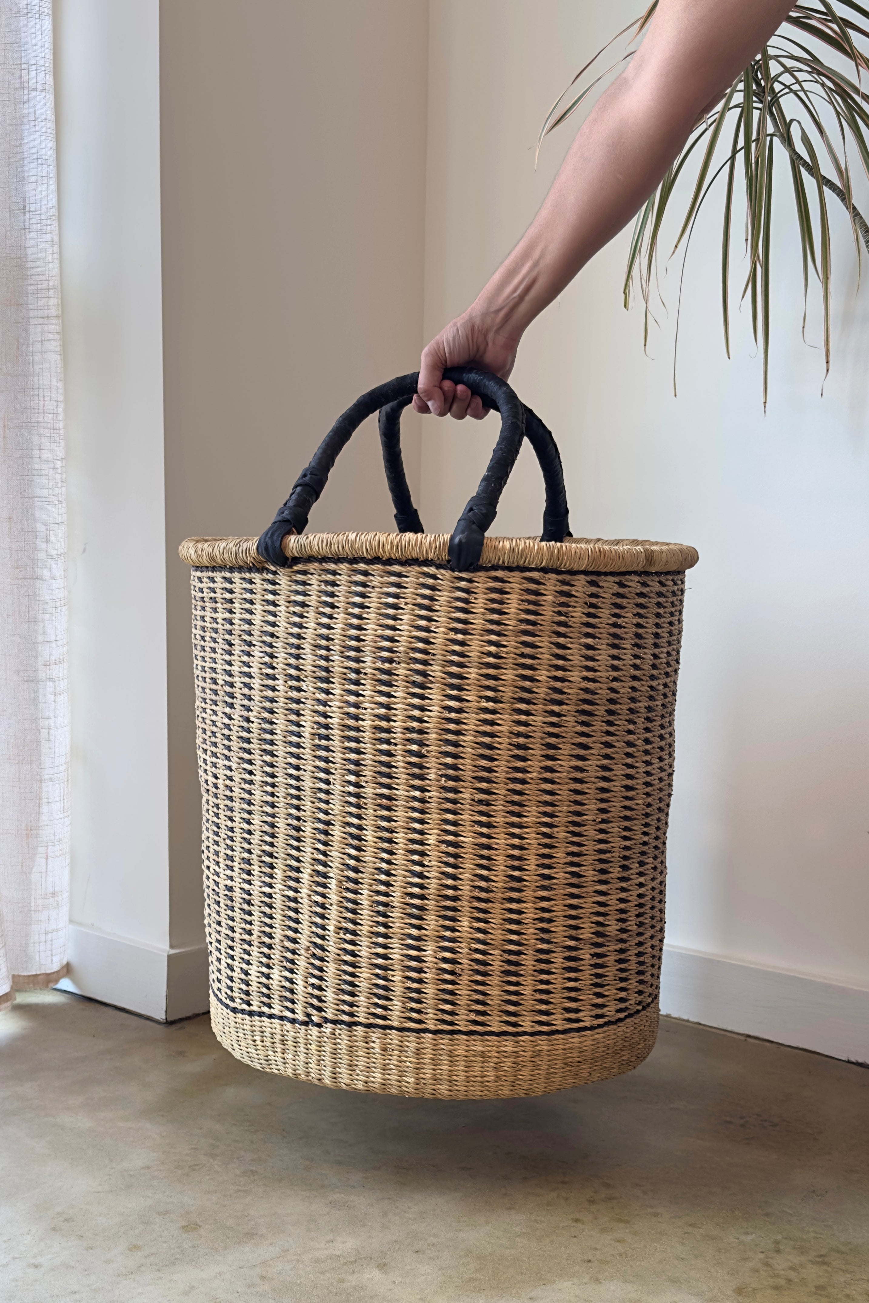 Large Handwoven Storage & Laundry Hamper – Vertical Stripe-1