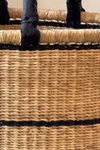 Large Handwoven Storage & Laundry Hamper – Black Stripe-2