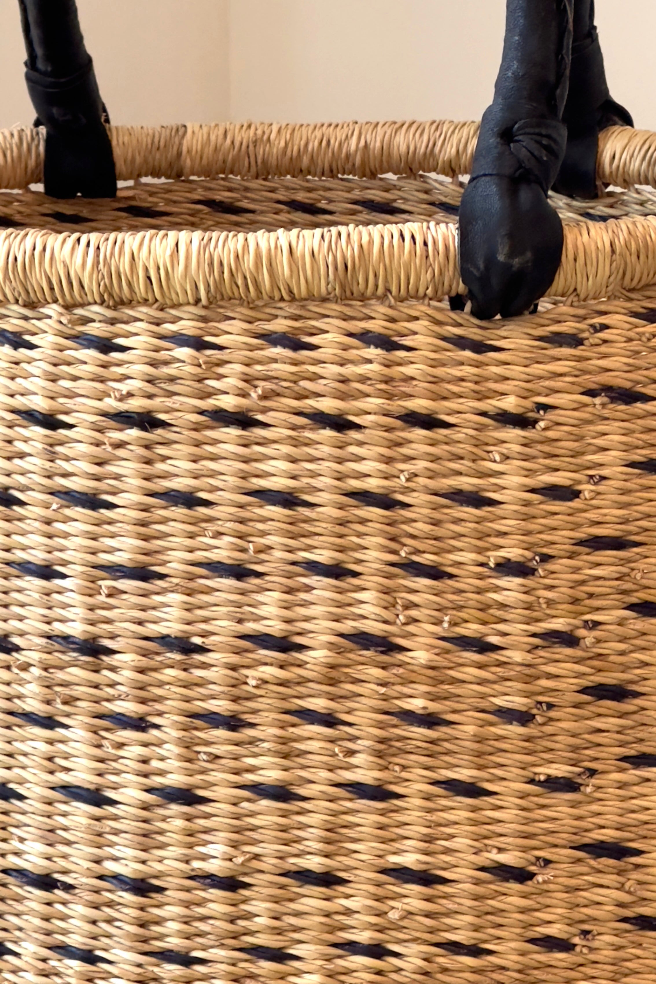 Large Handwoven Storage & Laundry Hamper – Black Dash-2