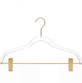 Plastic Clear Hangers with Gold Hooks & Clips- Adult 100pcs-0