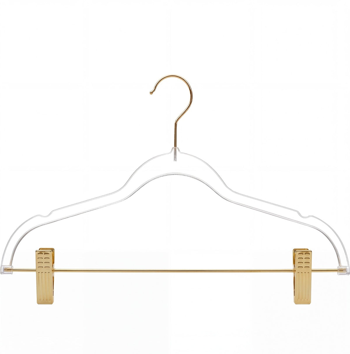 Plastic Clear Hangers with Gold Hooks & Clips- Kids 100pcs-0