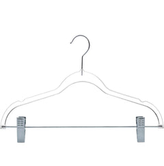 Plastic Clear Hangers with Silver Hooks & Clips-Adult 100pcs-0