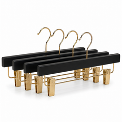 Black Wooden Pants Hanger with Clips - 1 Case (120 Hangers)-0