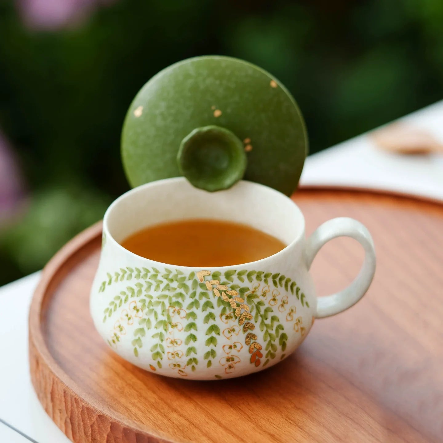 Hand-Painted Floral Ceramic Tea Cup with Lid – 135ml Traditional Gift Box Set-3