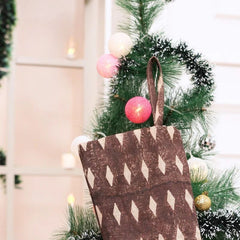 Hand Print Thick Linen Brown Omji Stockings
