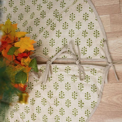 Block Print Green Leaf Christmas Treeskirts - Jaisalmer