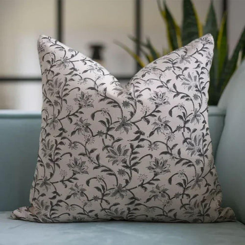 Block Print Aradhana Gray Cushion Cover