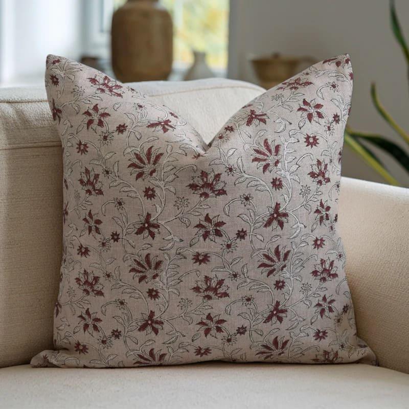 Indian Brown Floral Cushion Cover - Aradhana