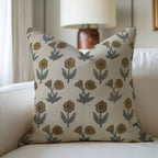 Indian Art Brown Floral Pillow Cover || Kirti