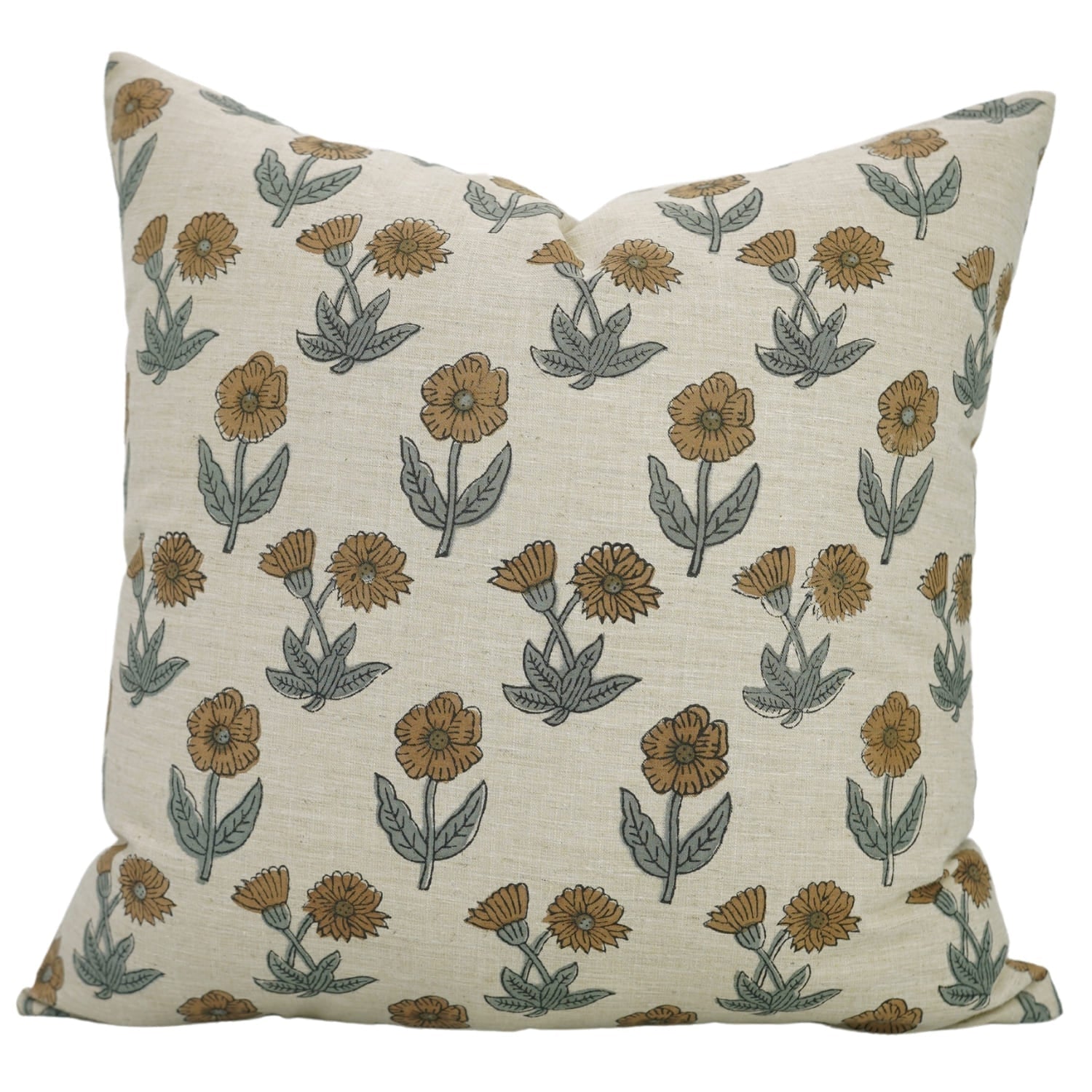 Indian Art Brown Floral Pillow Cover || Kirti