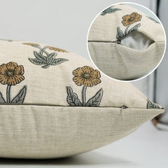 Indian Art Brown Floral Pillow Cover || Kirti